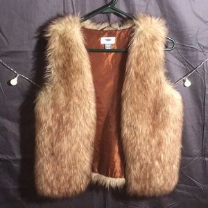 Brown/light brown faux fur vest